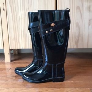 Black Coach rain boots. Size 7. Never worn